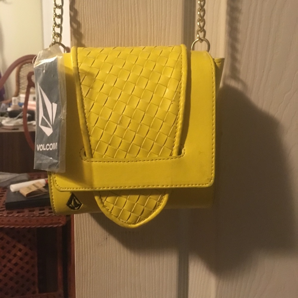 Yellow volcom purse